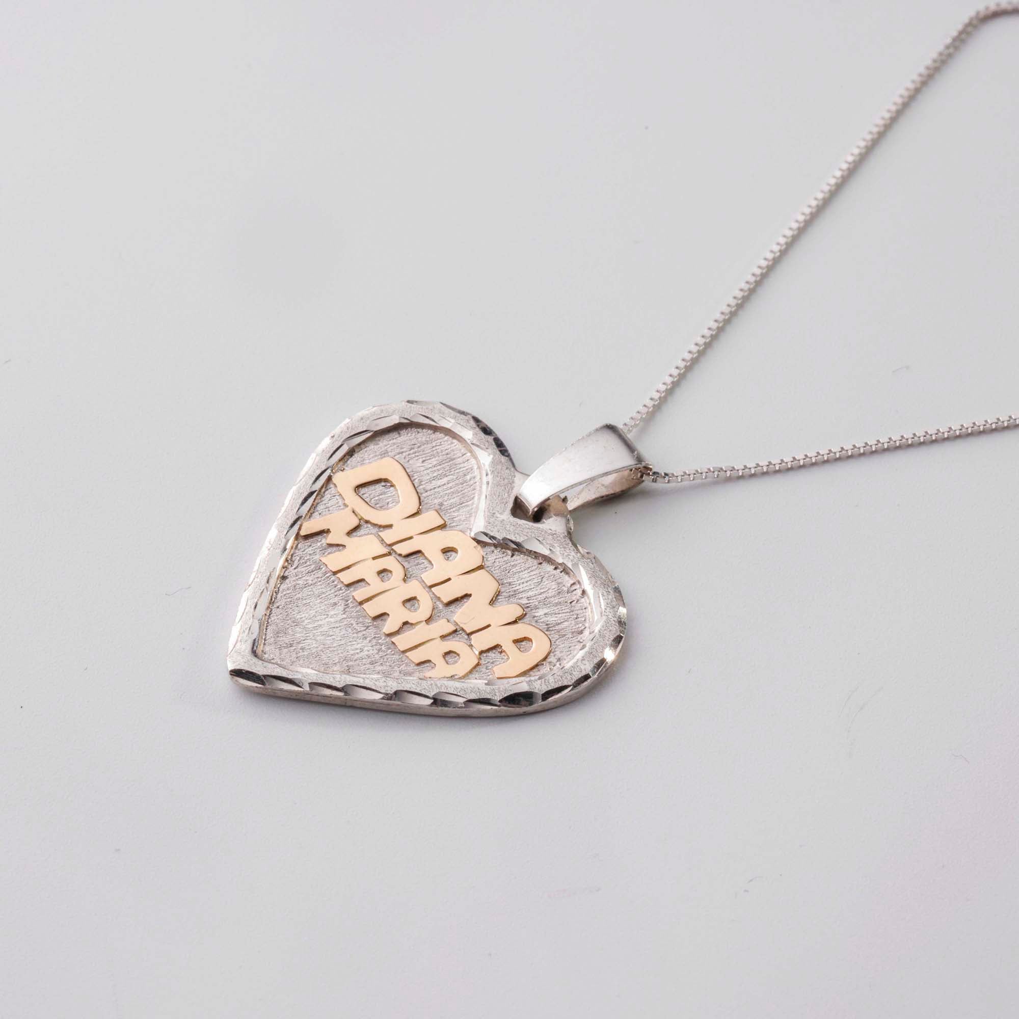 Heart necklace with front and back engraving